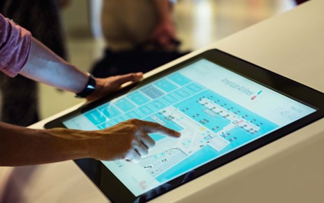 wayfinding for enterprise, technology integration, touchscreen kiosk