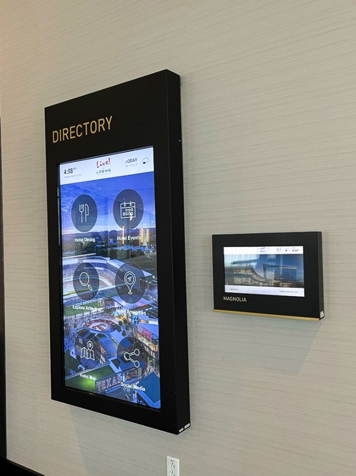 digital directory, loews, texas, touchscreen, digital wayfinding, meeting room board