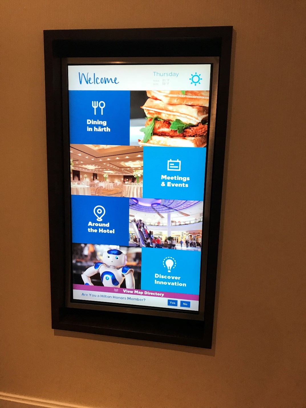 loews, wayfinding kiosk, hotel kiosk, digital signage, 