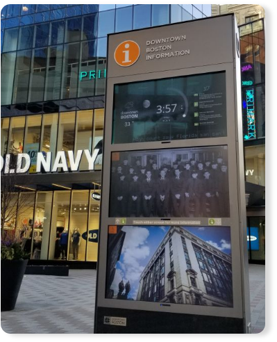 boston, downtown boston, outdoor kiosk, wayfinding kiosk